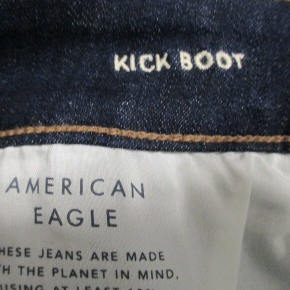 American Eagle Kick Boot jeans dark blue with stretch & pockets size 12 - Picture 4 of 9